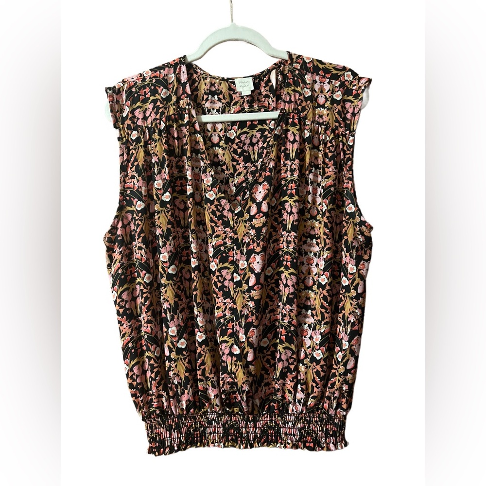 Evereve- Roan & Ryan Women’s V-neck Tank  Rouched Waist, XL Excellent Condition